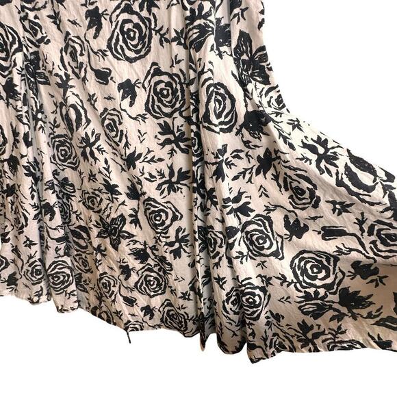 ModaPosa Womens XS Black White Floral Sleeveless Swing Dress Lace Up Back Lined - Picture 5 of 16